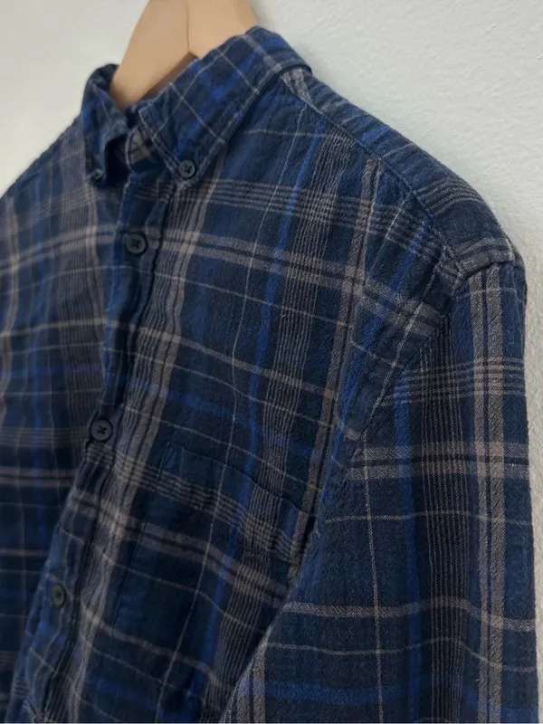 Cropped Blue Plaid Button - Image 5