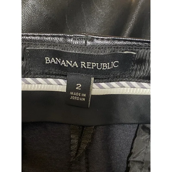Banana Republic Womens Black Faux Leather Vegan Straight Trousers Pants Size 2 - Image 4