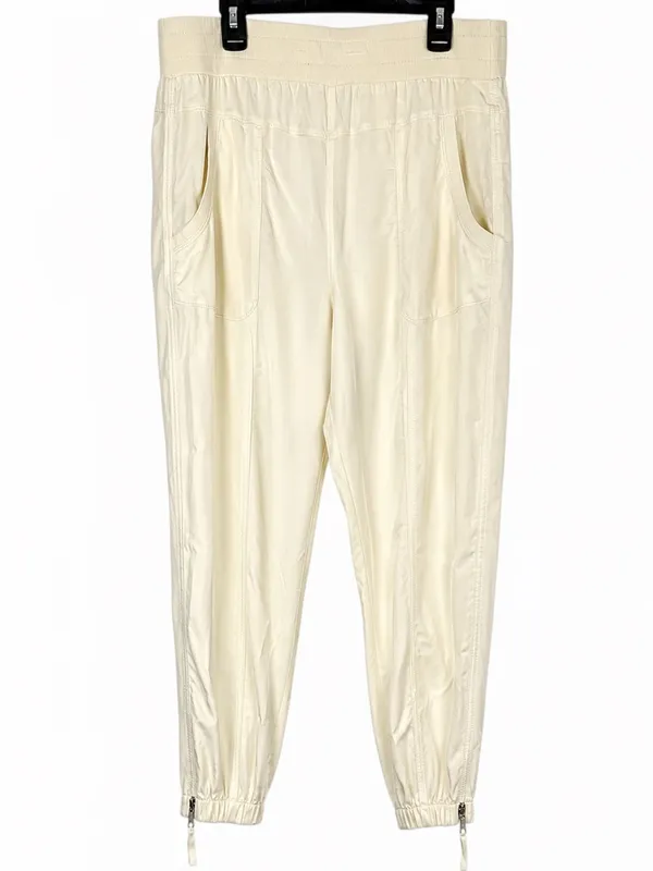 Marrakech Silky Jogger Pants Large Cream Lightweight Relaxed Pull On - Image 2