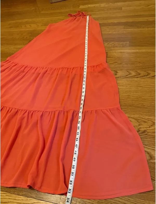 Backless Halter Tiered Maxi Dress in Orange size M - Image 12