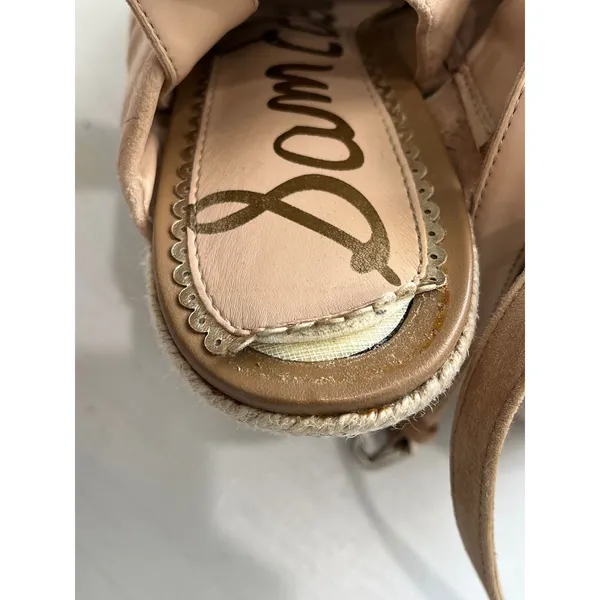 Sam Edelman Tan Suede Espadrille‎ Wedge Sandals Bow Ankle Strap Women Size 6.5M - Image 6