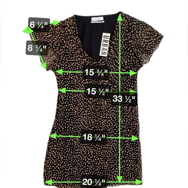 Urban Outfitters V-Neck Flutter Sleeve Leopard‎ Dress Brown Black Size Small NWT - Image 8