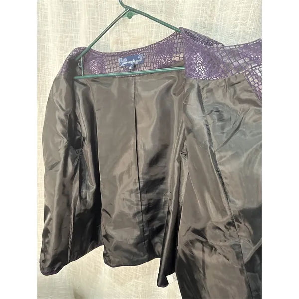 Susan Graver Style purple Croc Embossed Faux Leather Zip Front Jacket Womens 1X - Image 4