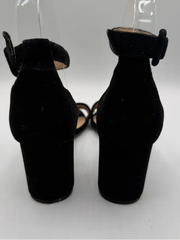 CL by Laundry Black Velvet Ankle Strap Block Heel Sandals Women’s 6M - Image 4