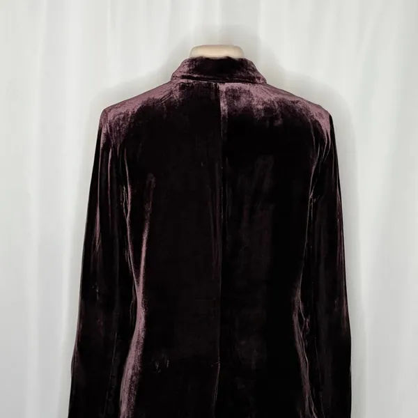 SUNDANCE Purple Silk Velvet Sofia Boyfriend Blazer Jacket Two Button Solid 10 - Image 7