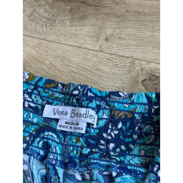 EUC Vera Bradley wide-leg palazzo pants blue teal paisley 100% rayon size M - Image 3