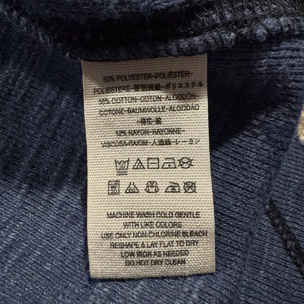 We The Free People Womens Top Turtleneck Split Back Raw Edge Blue Size Small FO - Image 4