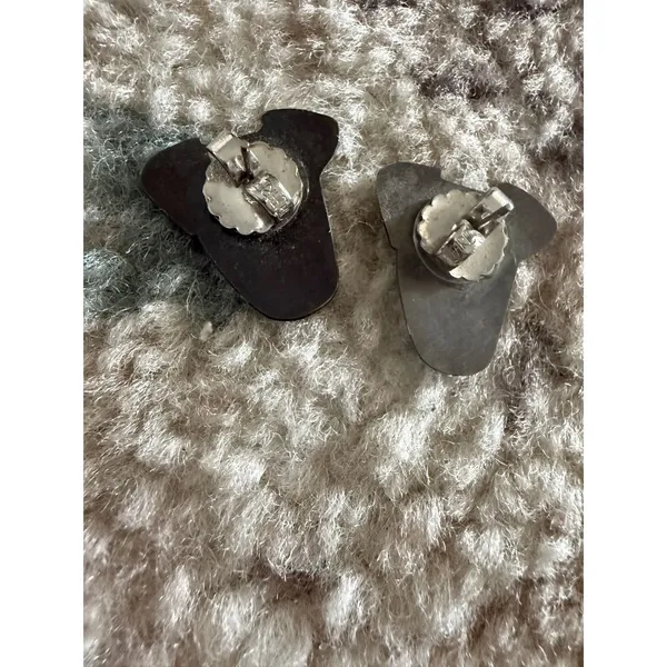 Artisan Sterling‎ Silver Dog Face Stud Earrings Dalmatian Puppy Spotted Animal - Image 3