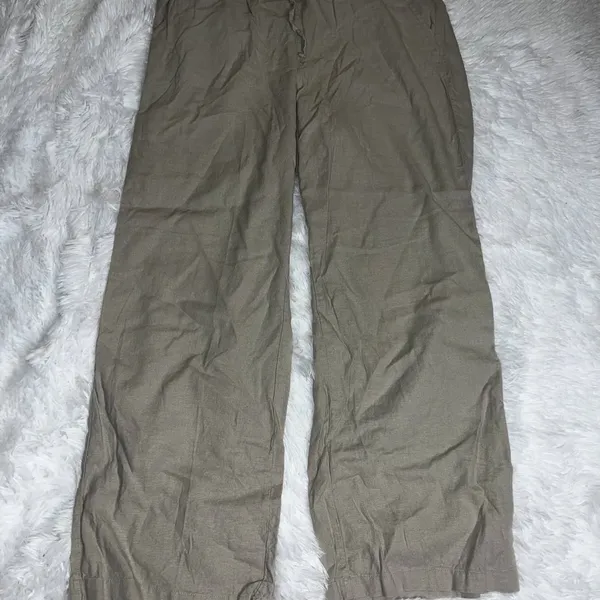 Gap 100% Linen Blend Flowy Khaki Pants with Pockets size Large w pockets - Image 4