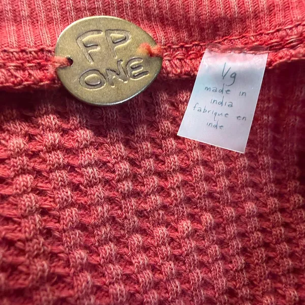 Free People One Interlaken Red waffle knit lace up crop top size large. - Image 8