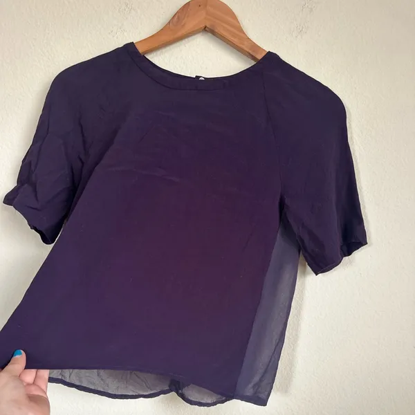 Aritzia Babaton Purple Silk Split Back Blouse - Image 5
