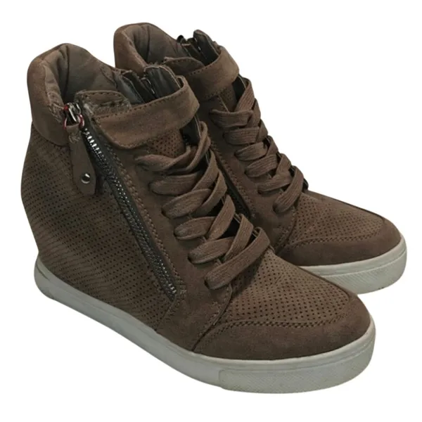Vintage brown gray Steve Madden Wedge sneakers sz 7 - Image 3