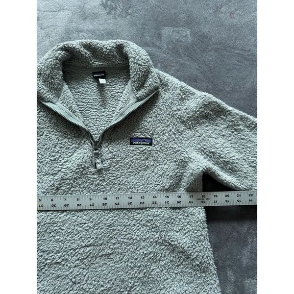 Patagonia Women's Grey Half Zip Jacket Coat Fuzzy Sherpa Size Medium‎ - Image 5