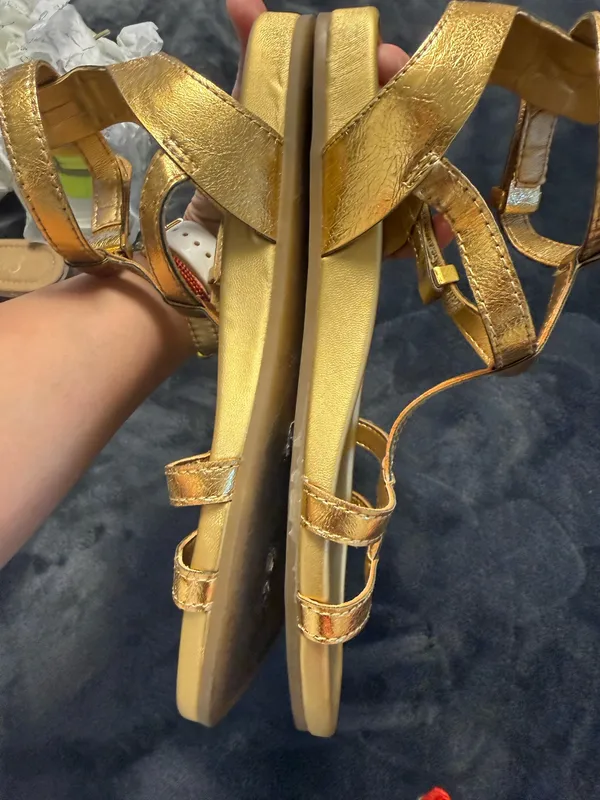 Franco Sarto Gold metallic strappy sandals #glamour #summer #heels - Image 8