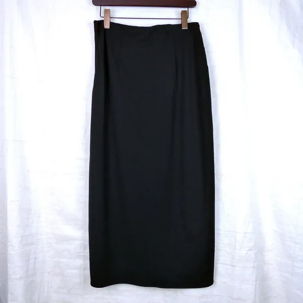 Abercrombie & Fitch Draped Front Maxi Skirt Womens M Black Faux Wrap Slit NWT - Image 7
