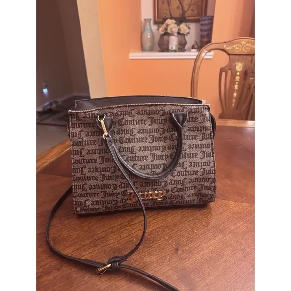 JUICY COUTURE Purse Modern Chic Satchel Bag Chestnut Chino Brown Logo - Image 3