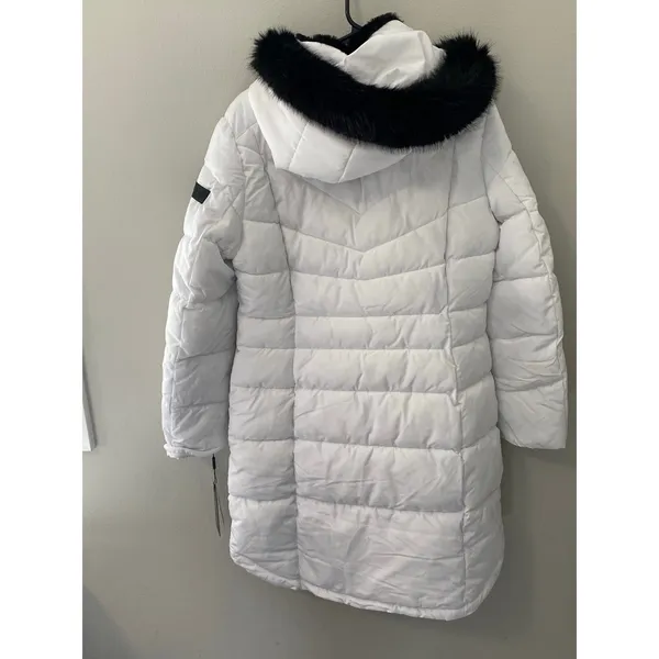 NWT Karl Lagerfeld Paris Long White Puffer Parka Coat Women's Large - Image 4