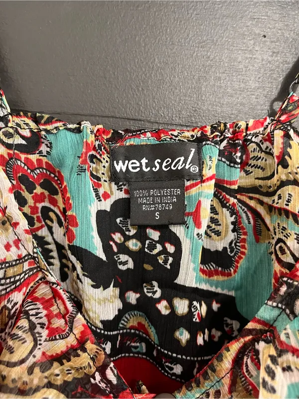WET SEAL Boho Festival Print Smocked Waist Cami Tank Top Women’s Sz S EUC - Image 3