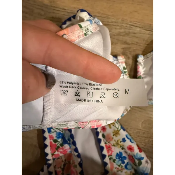 Floral Print Bikini Swimsuit Set Scalloped Trim Women's Summer‎ Beachwear - Image 4