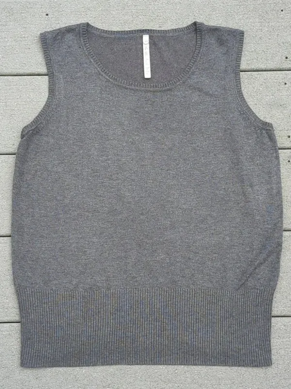 Leo & Nicole Sleeveless Sweater | Gray Sweater Vest | Gray Sweater Tank - Image 5