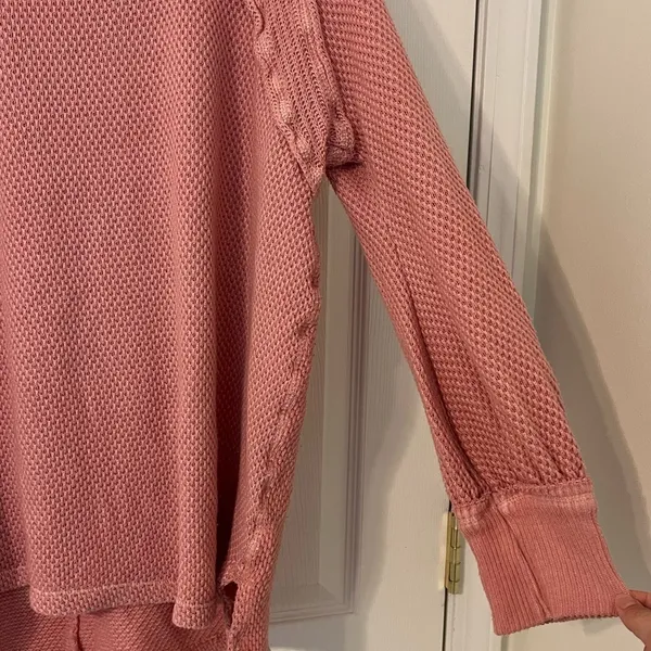 Free People We The Free Oversized Thermal Small Pink Sweater Top She’s a Keeper - Image 7