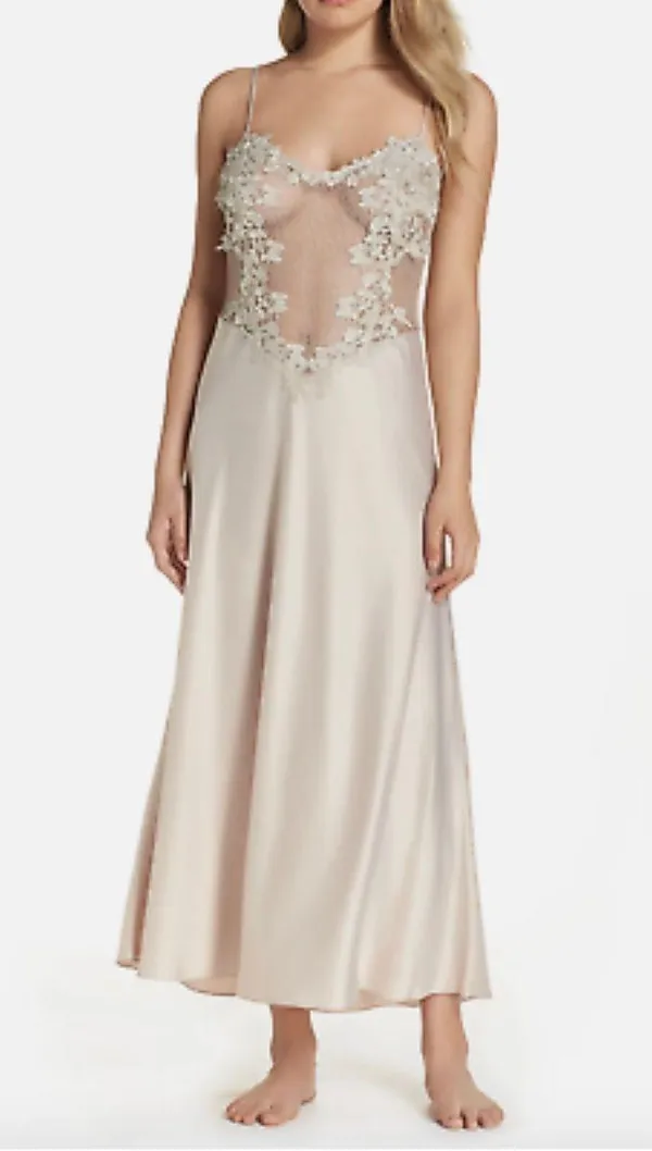 Champagne Showstopper Metallic Lace Long Gown - Image 6