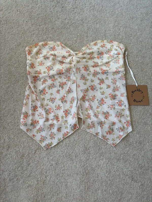 Bailey Rose Floral Mesh Top White - Image 2