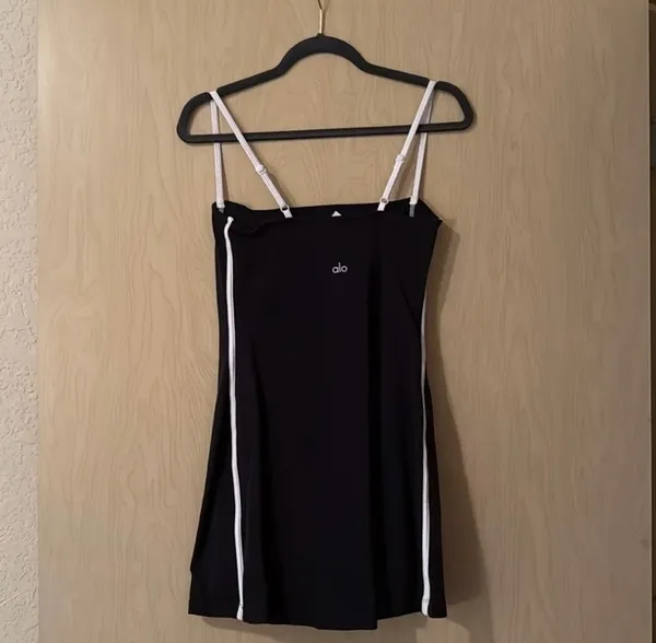 Alo Yoga Black & White Contrast Trim Bodycon Mini Dress - Image 2