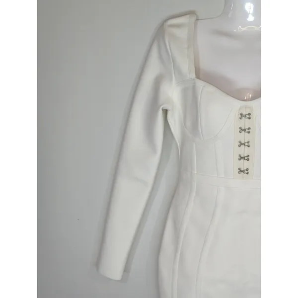 Band of Stars Bodycon Dress‎ White Sweetheart Neck Party Cocktail NWT - Image 6