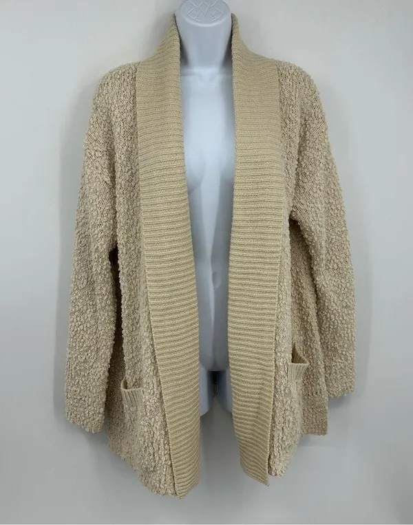 Vintage Style Cream Sweater Cardigan Size Large Boho Fall Cozy Soft Baggy - Image 2