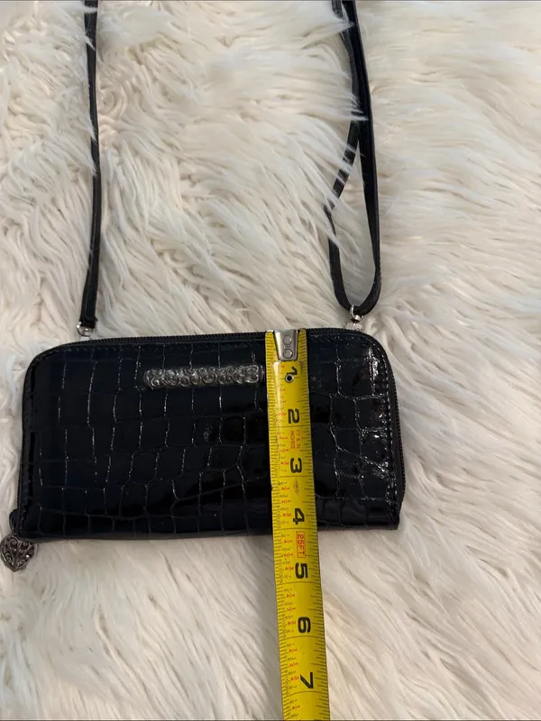 Brighton Black Croc-Embossed Crossbody /Wallet excellent condition see photos - Image 5