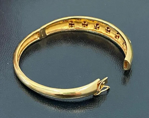 Gold Over  925 Signed Garnet Stones Hinged Bangle & Ring Set - Image 12