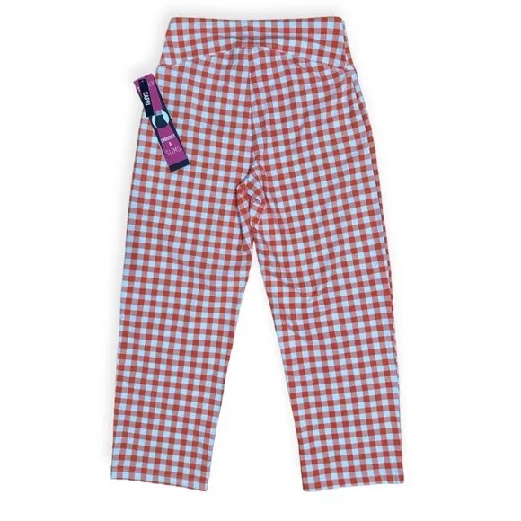 NWT TeezHer Orange Gingham Capri Slim Pants - Image 5