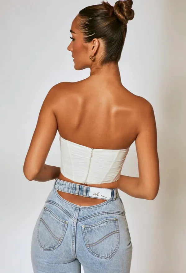 Oh Polly Mesh Overlay Corset Top - Image 2