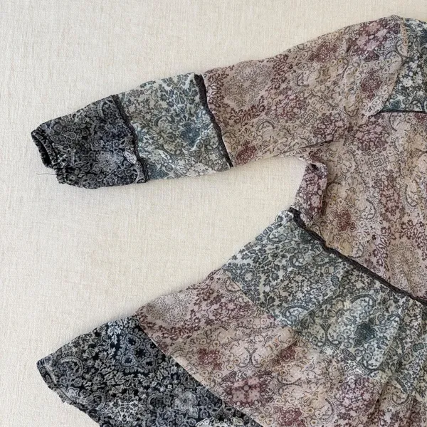 Knox Rose Patchwork‎ Paisley Boho Peplum Blouse XS Cottagecore Top - Image 3