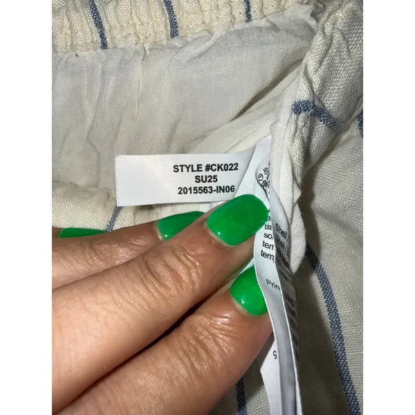 J.Crew Soleil Pant whiteblue stripe linen wide leg draw string CK022 M Lagenlook - Image 6