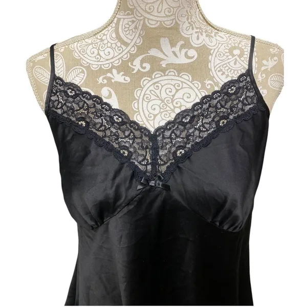 Black Satin Lace Camisole Top Size XL Babydoll Emo Fairygrunge Whimsigoth - Image 4