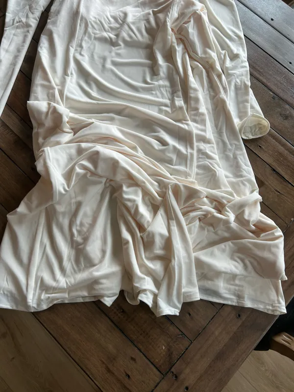 NWT Meshki Desirie Slinky Long Sleeve Maxi Slit Ivory Dress L - Image 8