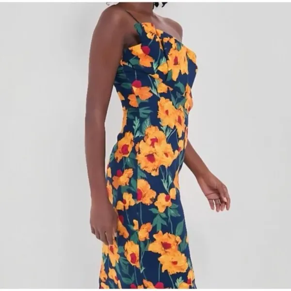 NWT Hyacinth House Margot Floral One Shoulder Maxi Dress S Marigold - Image 4