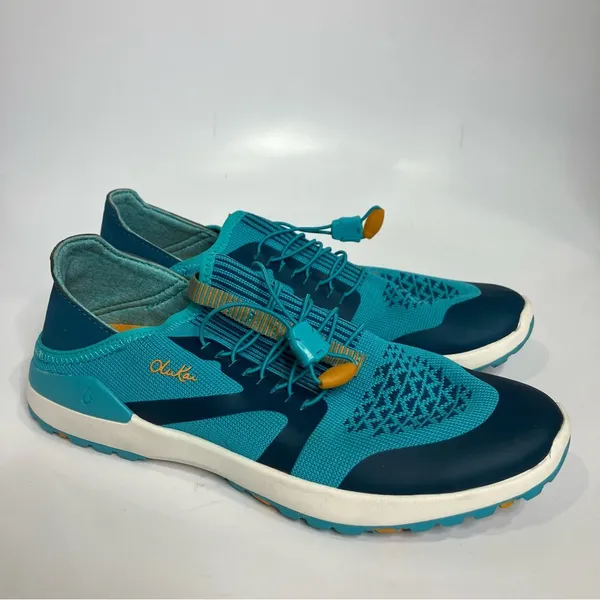Olukai miki trainer sneakers teal casual women’s‎ size 8 bright slides - Image 4