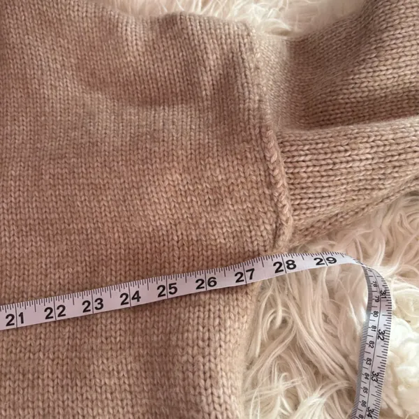 Topshop Chunky Knit Sweater Oversized V Neck Beige Size 12 - Image 6