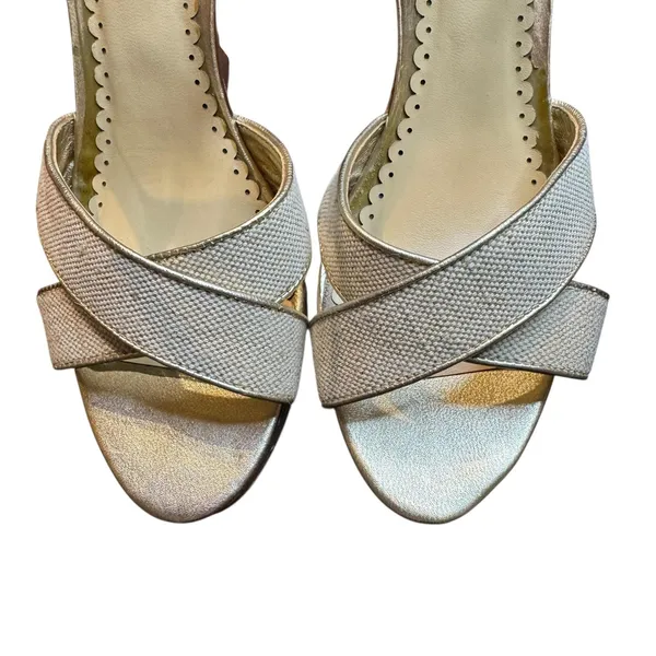 Lilly Pulitzer Shoes Womens Size 9.5 Gold Wedge Strappy Sandals‎ Ankle Strap - Image 2