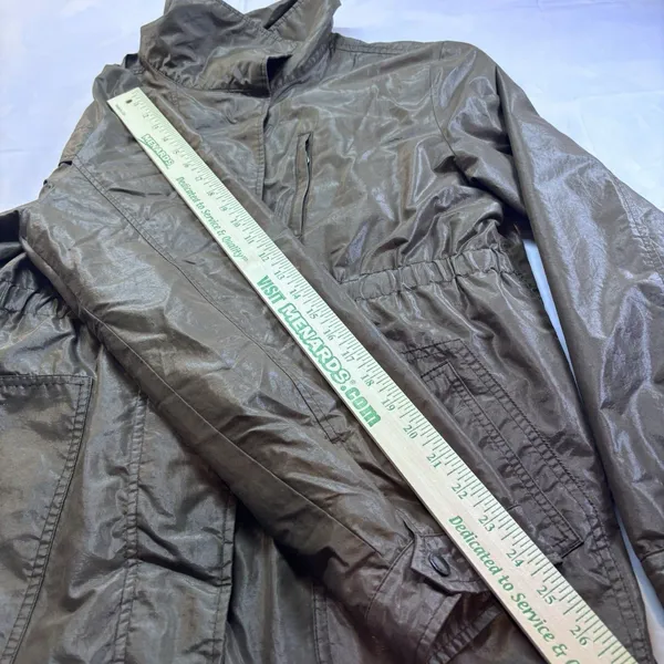 Liz Claiborne Lightweight Utility Jacket Women's L Metallic Brown Zip Snap Waist - Image 14