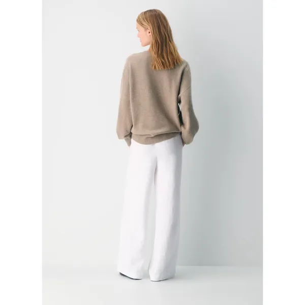Aritzia Wilfred The Lodge High-Rise Relaxed Wide-Leg White Linen Pants Size XL - Image 2