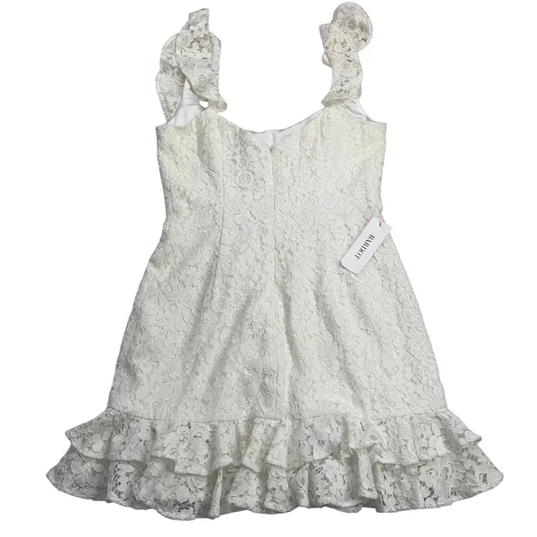 Bardot Adira Lace Mini Dress Orchid White Cream Ruffle Cocktail Party Sz M US 6 - Image 8