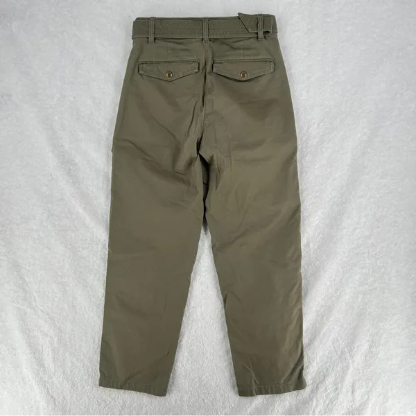 J.‎ Crew Womens High Rise Belted Military Pant Olive Green Utility Pockets 00 - Image 7