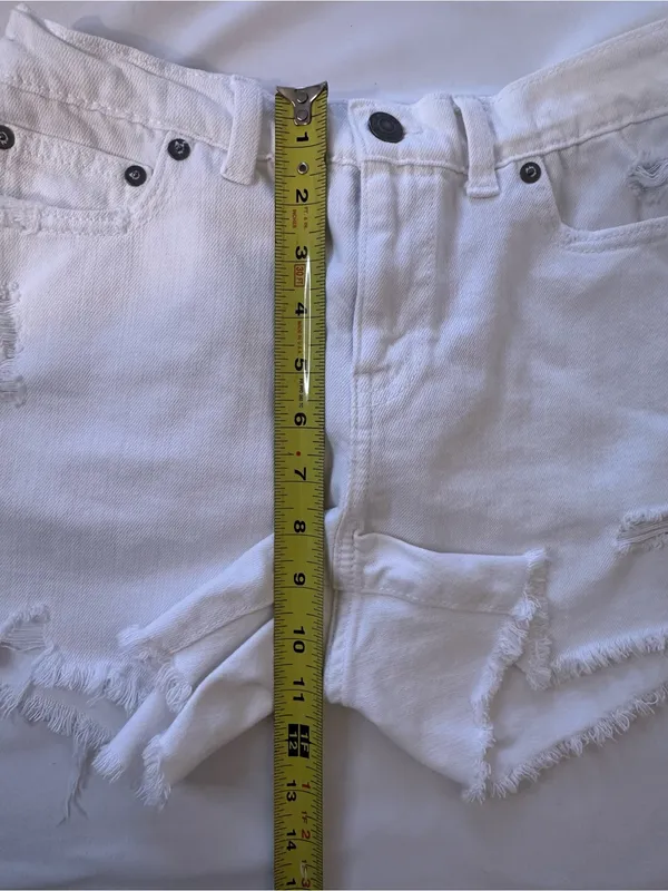 aerie White Distressed Denim Cutoff Shorts - Image 6