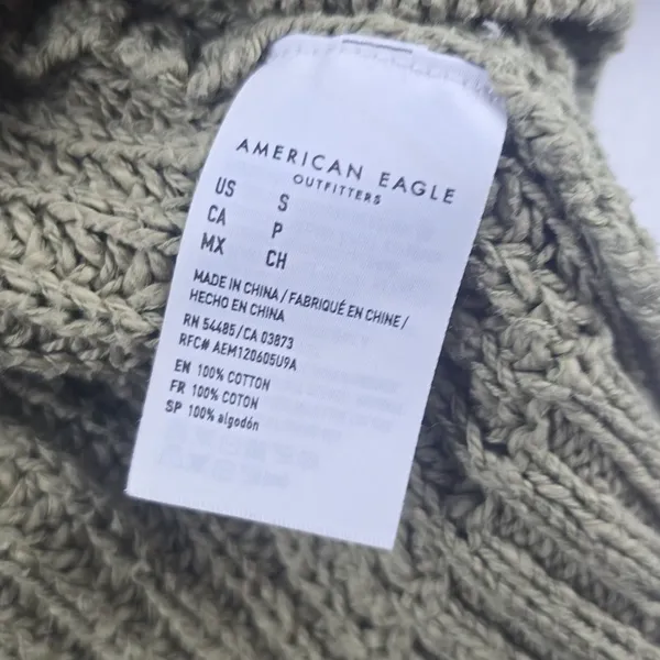 American Eagle Olive‎ Green V-neck Slouchy Sweater Small - Image 5