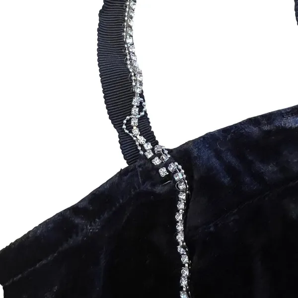 Meraki Velvet Rhinestone Crop Top Corset Size XL Black Smocked NWOT - Image 2