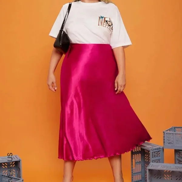 Pink Bias-Cut Satin‎ Skirt - Image 4